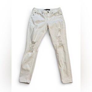 Express White Distressed Mid Rise Legging Skinny Jeans